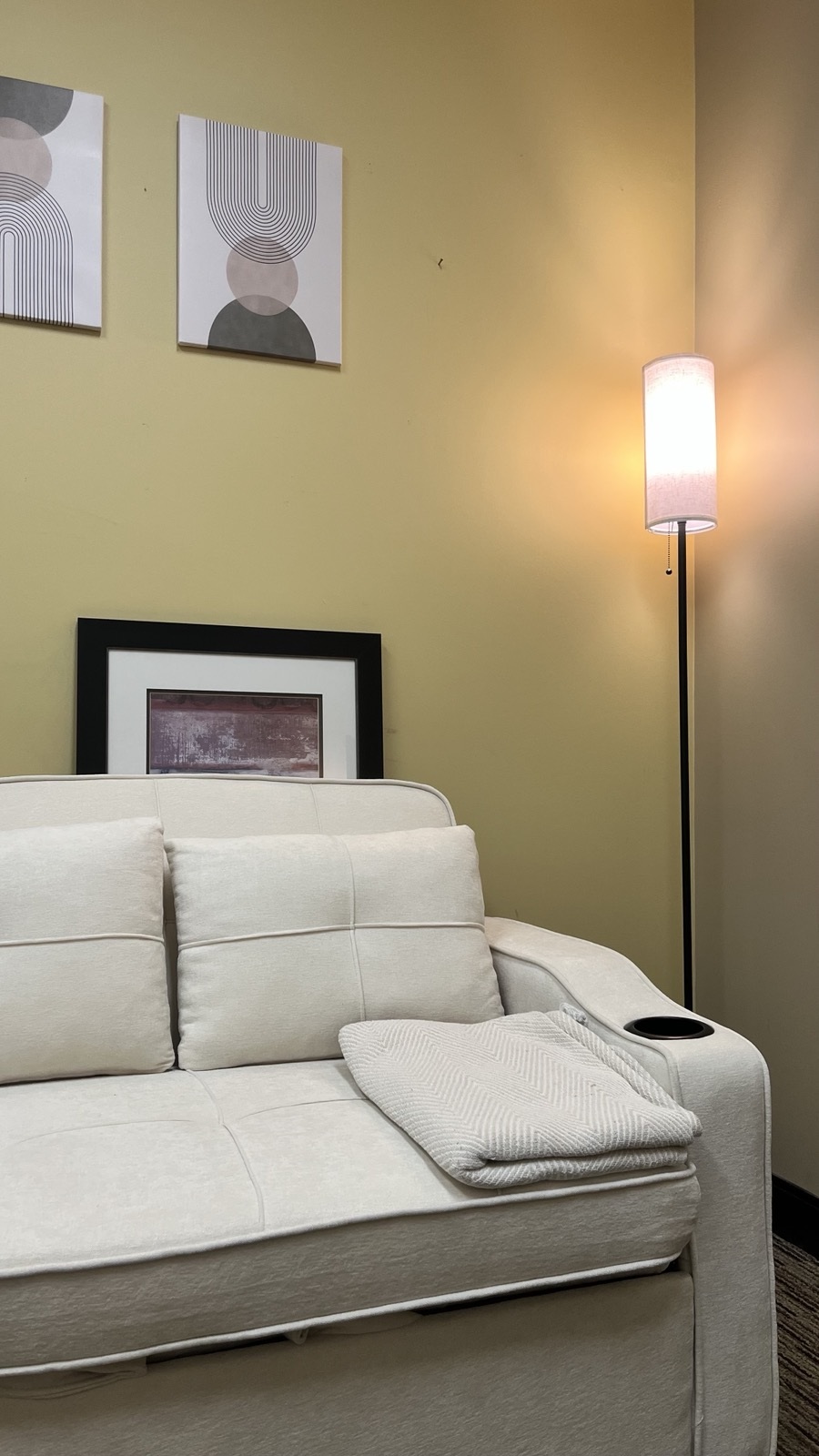 The seating area where an in-person participant meets with Veronica